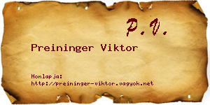 Preininger Viktor névjegykártya